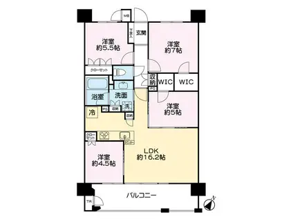 レ・ジェイド熊本日赤通(4LDK/2階)の間取り写真
