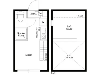 ハーモニーテラス上高井戸IV(ワンルーム/2階)の間取り写真