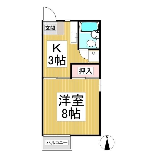 ひまわり(1K/2階)の間取り写真
