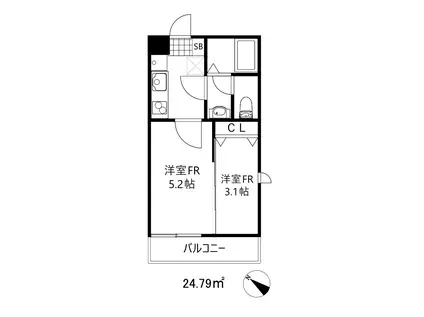 ベース青木(1DK/1階)の間取り写真