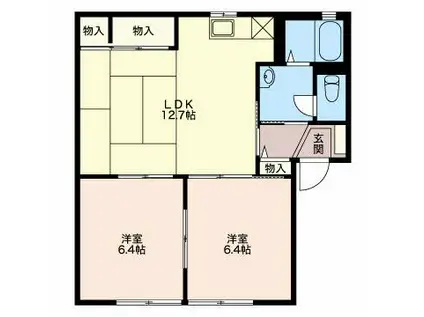 COURTAZELIA A棟(2LDK/1階)の間取り写真