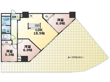 カゼマチテラス(3LDK/3階)の間取り写真