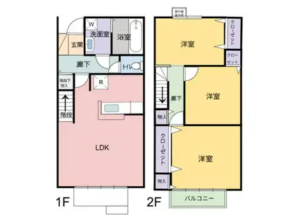 ディアコート西明石(3LDK/1階)の間取り写真