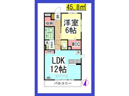 DL クレール湘南台2(1LDK/1階)の間取り写真