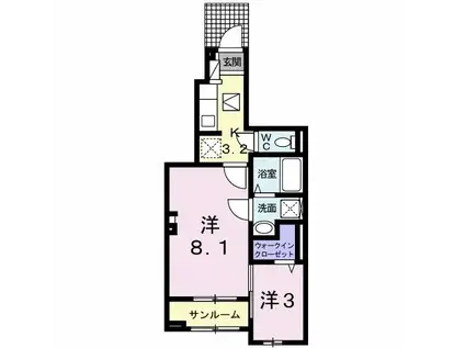 ソルヴィア(2K/1階)の間取り写真