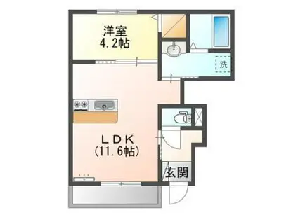 ECLORE(1LDK/1階)の間取り写真