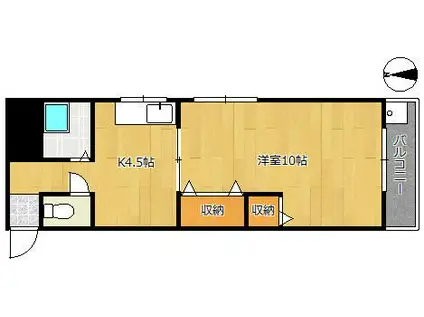 内田ハウジング(1K/4階)の間取り写真