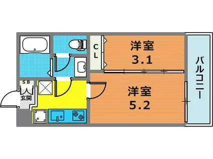 BASE青木(1DK/1階)の間取り写真