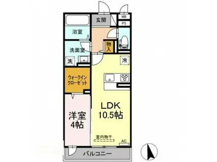 オアシス木之庄(1LDK/3階)の間取り写真