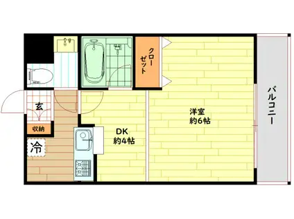 ディアコート(1K/2階)の間取り写真