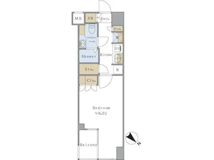 BRILLIA IST 千駄ヶ谷(1K/5階)の間取り写真