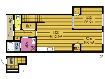 シャルムG(1LDK/2階)の間取り写真