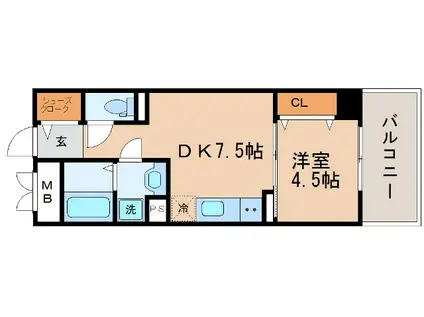 神戸HARBORSIDE 萬利RESIDENCE(1DK/9階)の間取り写真