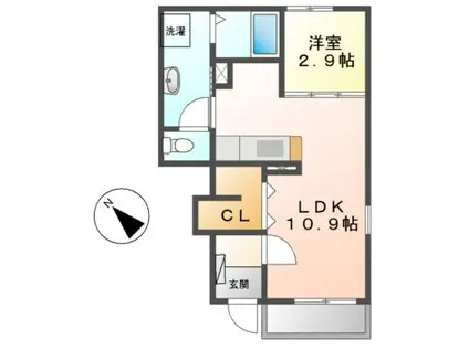 パサージュ(1LDK/1階)の間取り写真