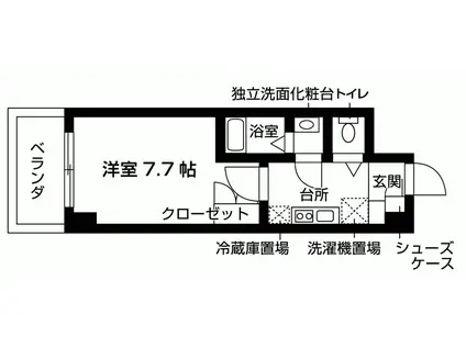 サニープレイス港島(1K/1階)の間取り写真