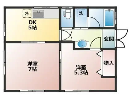 コーポささいちII(2DK/1階)の間取り写真