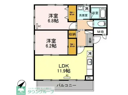 クリスタルパレス(2LDK/1階)の間取り写真