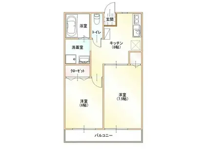 サンパーク清水B(2DK/2階)の間取り写真