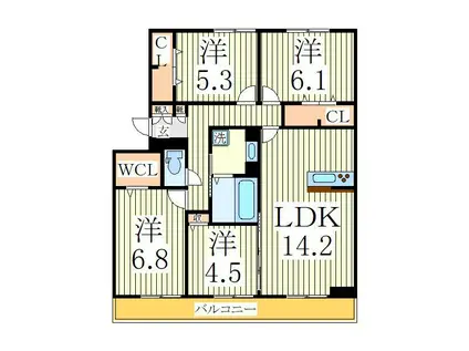 リリーアネラ(4LDK/3階)の間取り写真