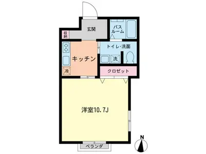 BELLA・CASA(1K/1階)の間取り写真
