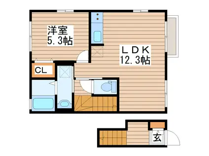 エテルノ A棟(1LDK/2階)の間取り写真