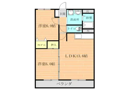ロイヤルシティプラトン(2LDK/2階)の間取り写真