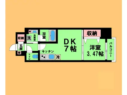 MAXIV上名古屋(1DK/6階)の間取り写真