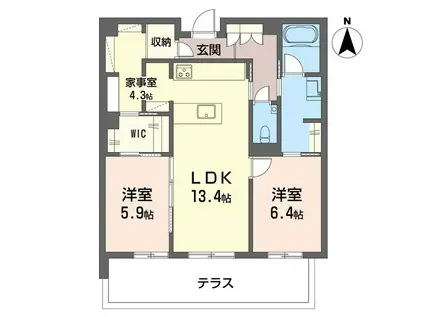 デア グランツ(2LDK/1階)の間取り写真