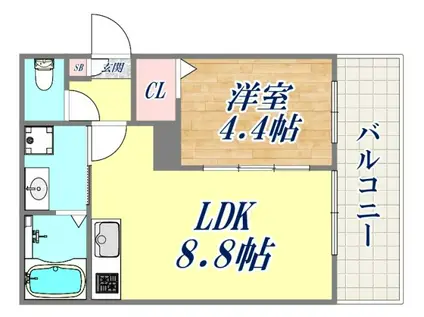 グランユイナス塩屋(1LDK/3階)の間取り写真