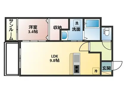 カナルパークコートIV(1LDK/2階)の間取り写真