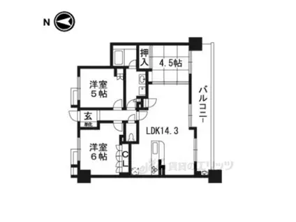 サンクタス大津ヴィラージォ502(3LDK/5階)の間取り写真