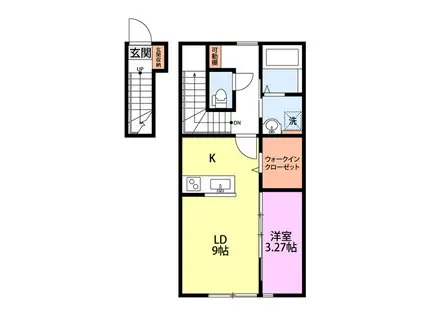 リビンド田塚II(1LDK/2階)の間取り写真