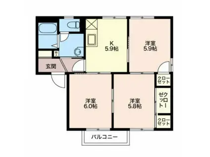 ディアス広畑A(3K/1階)の間取り写真