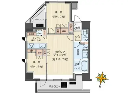 クレヴィア春日本郷ステーションフロント(2LDK/9階)の間取り写真