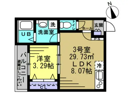AJ春日部(1LDK/2階)の間取り写真