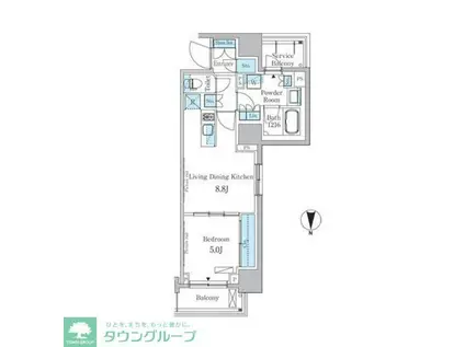 パークアクシス蔵前(1LDK/14階)の間取り写真