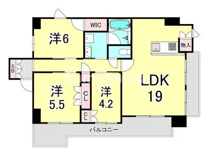 シエリア西宮北口昭和園(2SLDK/2階)の間取り写真