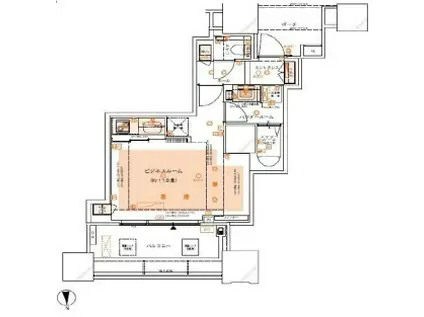 ドゥ・トゥールSOHO(ワンルーム/46階)の間取り写真