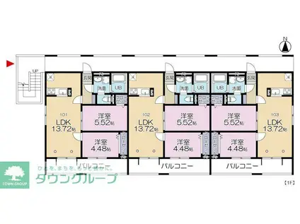 GRAND REVE G棟(2LDK/1階)の間取り写真