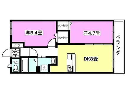 PAL T&T(2DK/3階)の間取り写真