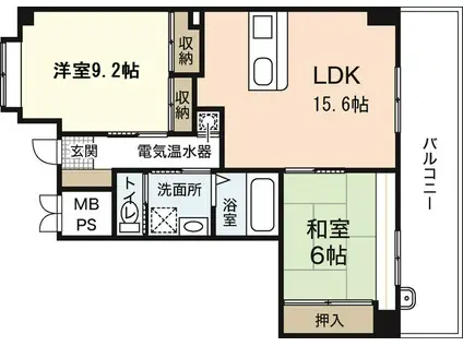 メディオコート大手町(2LDK/9階)の間取り写真