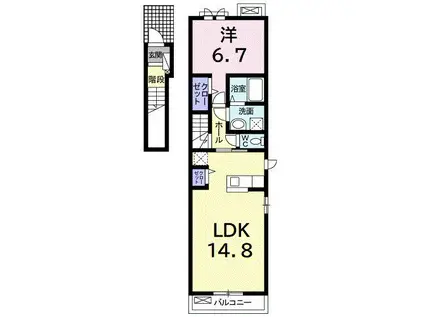 ポワール・メゾンT(1LDK/2階)の間取り写真