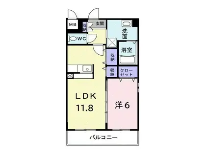 グランクレシア(1LDK/3階)の間取り写真
