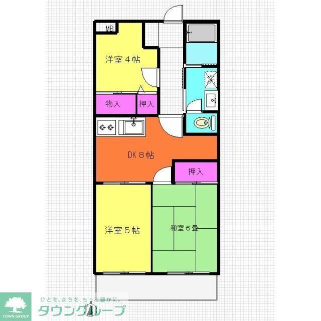 ヨビケンビル(3DK/2階)の間取り写真