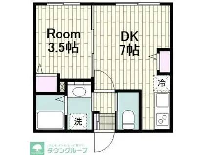 TERRA GRACE鶴見(1DK/1階)の間取り写真