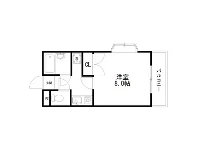カサミア(1K/4階)の間取り写真