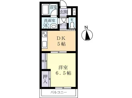 ビューラー南台 B棟(1DK/2階)の間取り写真