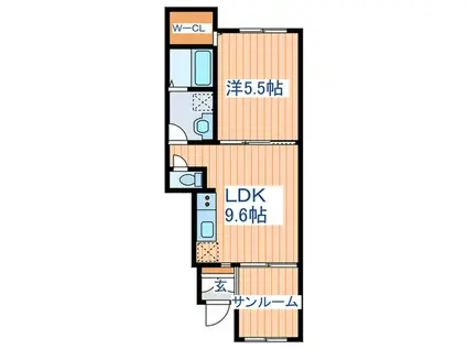 リヴェールIII(1LDK/1階)の間取り写真