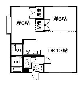 サンヒルズ石狩(2DK/2階)の間取り写真