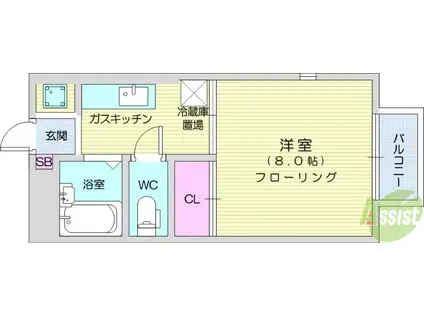 国見パーソナルⅥ(1K/1階)の間取り写真